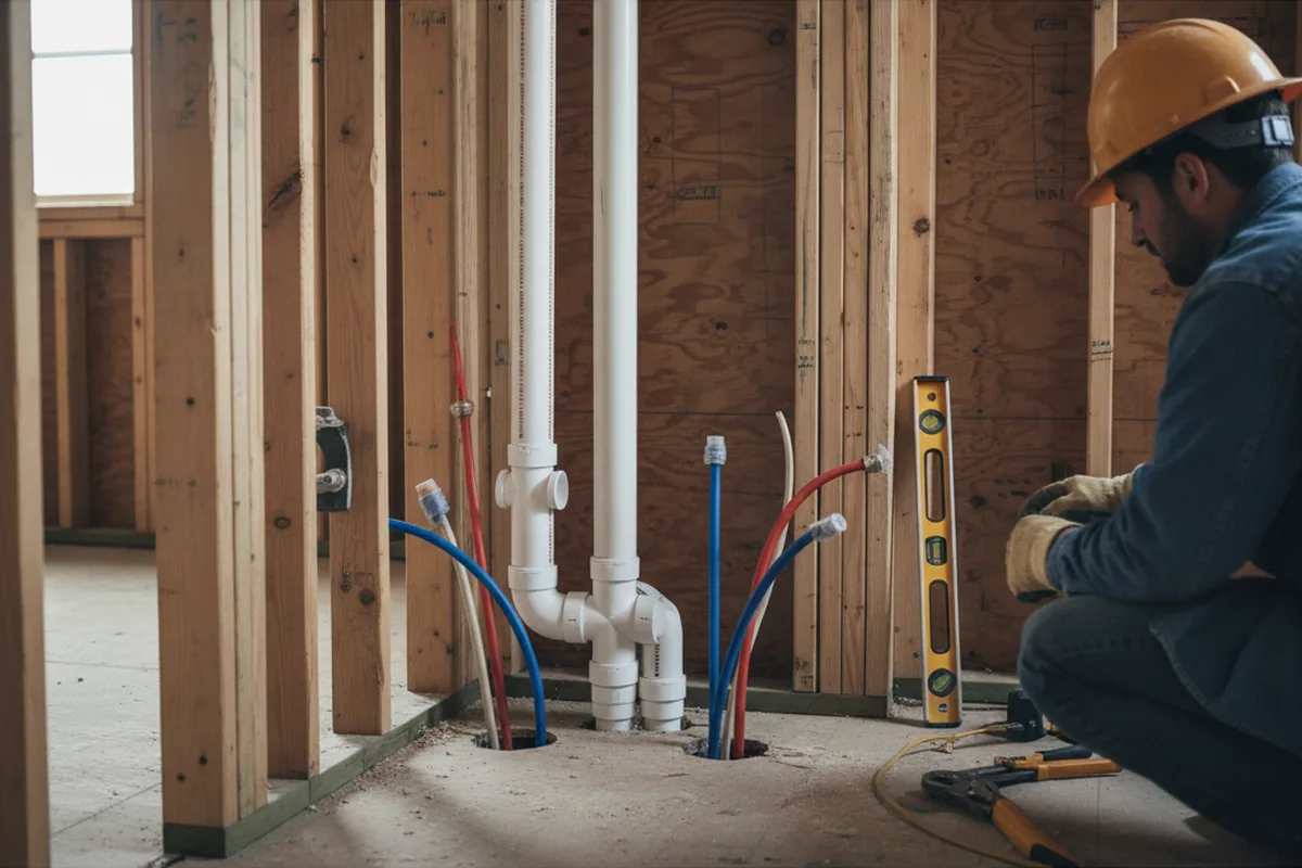 Drain and supply rough-in during Toilet Repair and Installation in Wilmington